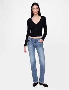 Jeans slim corte cadera para mujer