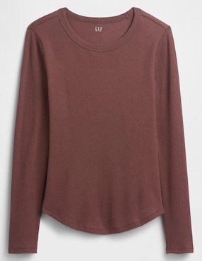 Playera manga larga cuello redondo para mujer