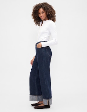 Jeans amplio corte cadera para mujer