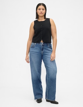 Jeans wide leg corte cadera para mujer