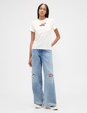 Playera manga corta cuello redondo para mujer
