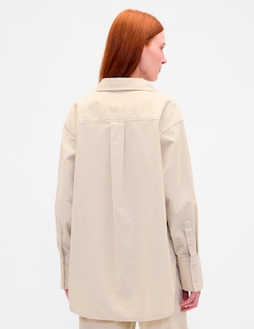 Sobrecamisa de algodón manga larga para mujer