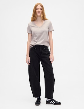 Playera manga corta cuello v para mujer