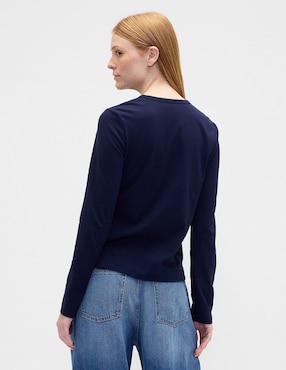 Playera manga larga cuello redondo para mujer
