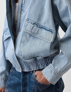 Chamarra bomber de mezclilla para mujer