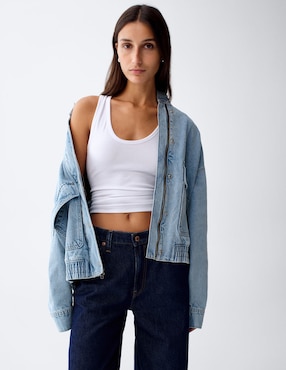 Chamarra bomber de mezclilla para mujer