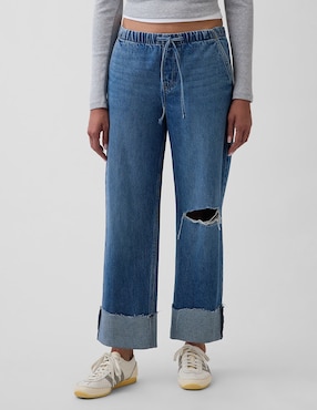Jeans straight cadera para mujer