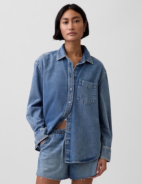 Sobrecamisa de algodón manga larga para mujer