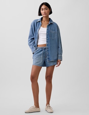 Sobrecamisa de algodón manga larga para mujer