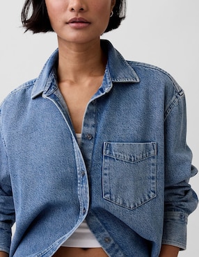 Sobrecamisa de algodón manga larga para mujer