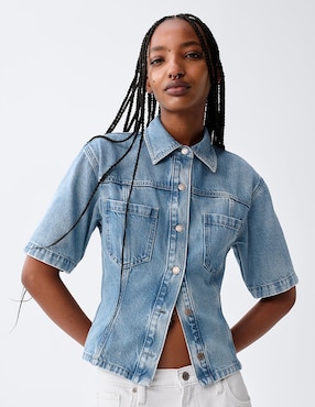 Blusa manga al codo para mujer