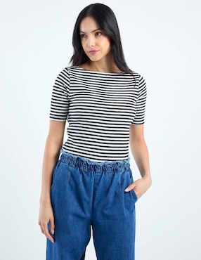 Playera manga corta cuello redondo para mujer