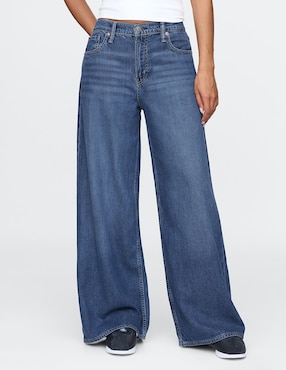 Jeans relaxed wide leg corte cintura para mujer