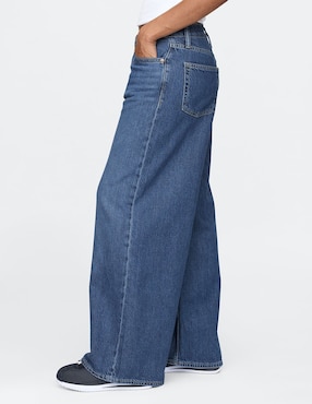 Jeans relaxed wide leg corte cintura para mujer