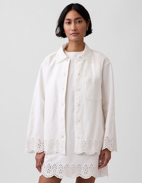 Sobrecamisa de algodón manga larga para mujer