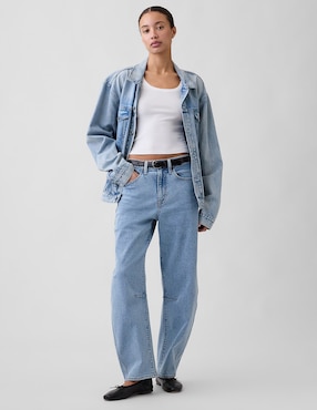 Jeans relaxed barrel para mujer