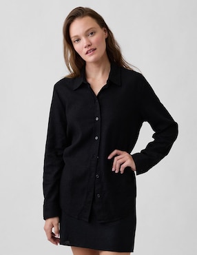 Camisa de lino manga larga para mujer