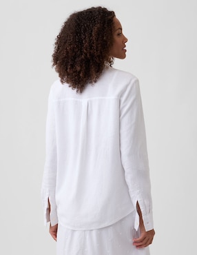 Camisa de lino manga larga para mujer