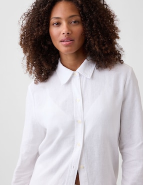 Camisa de lino manga larga para mujer