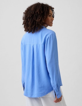 Camisa de lino manga larga para mujer