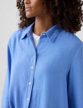 Camisa de lino manga larga para mujer