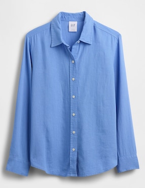 Camisa de lino manga larga para mujer