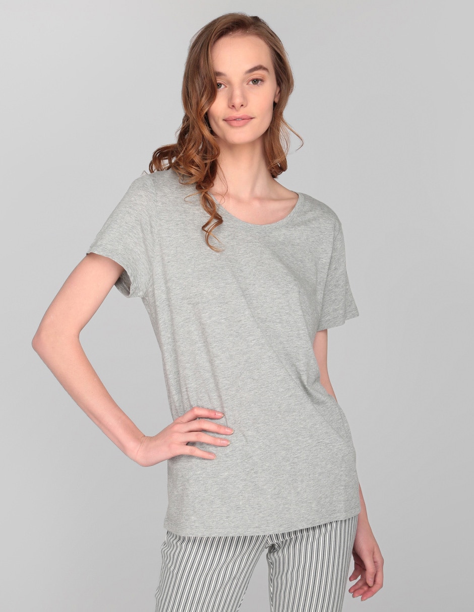 Playera manga corta cuello redondo para mujer Playera manga corta cuello redondo para mujer