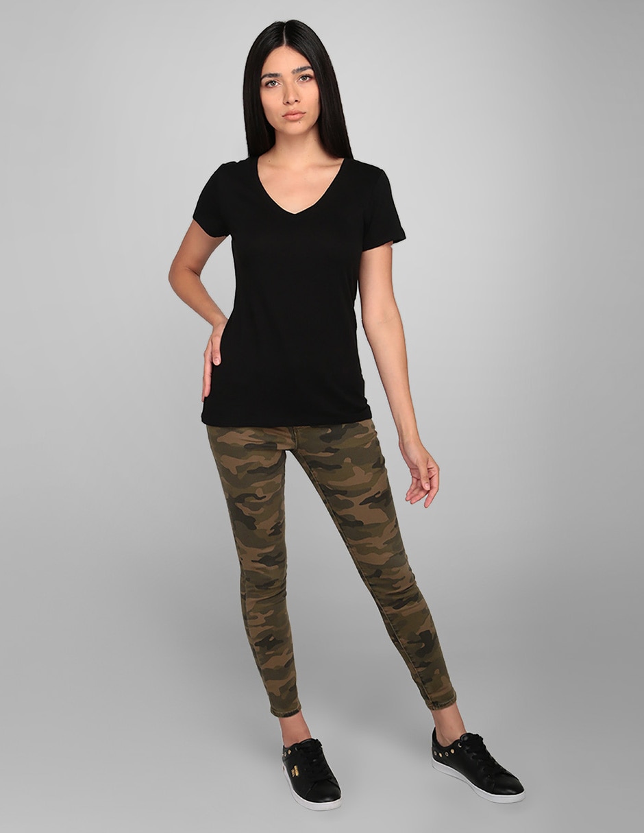 Playera manga corta cuello v para mujer 3