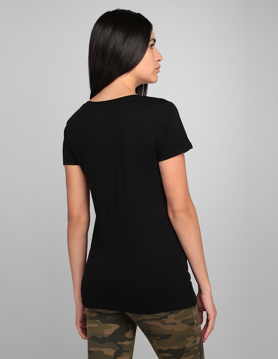 Playera manga corta cuello v para mujer 3