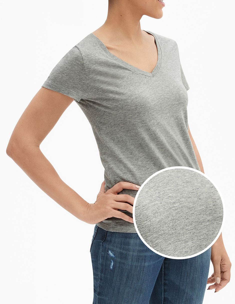 Playera manga corta cuello V para mujer Playera manga corta cuello V para mujer