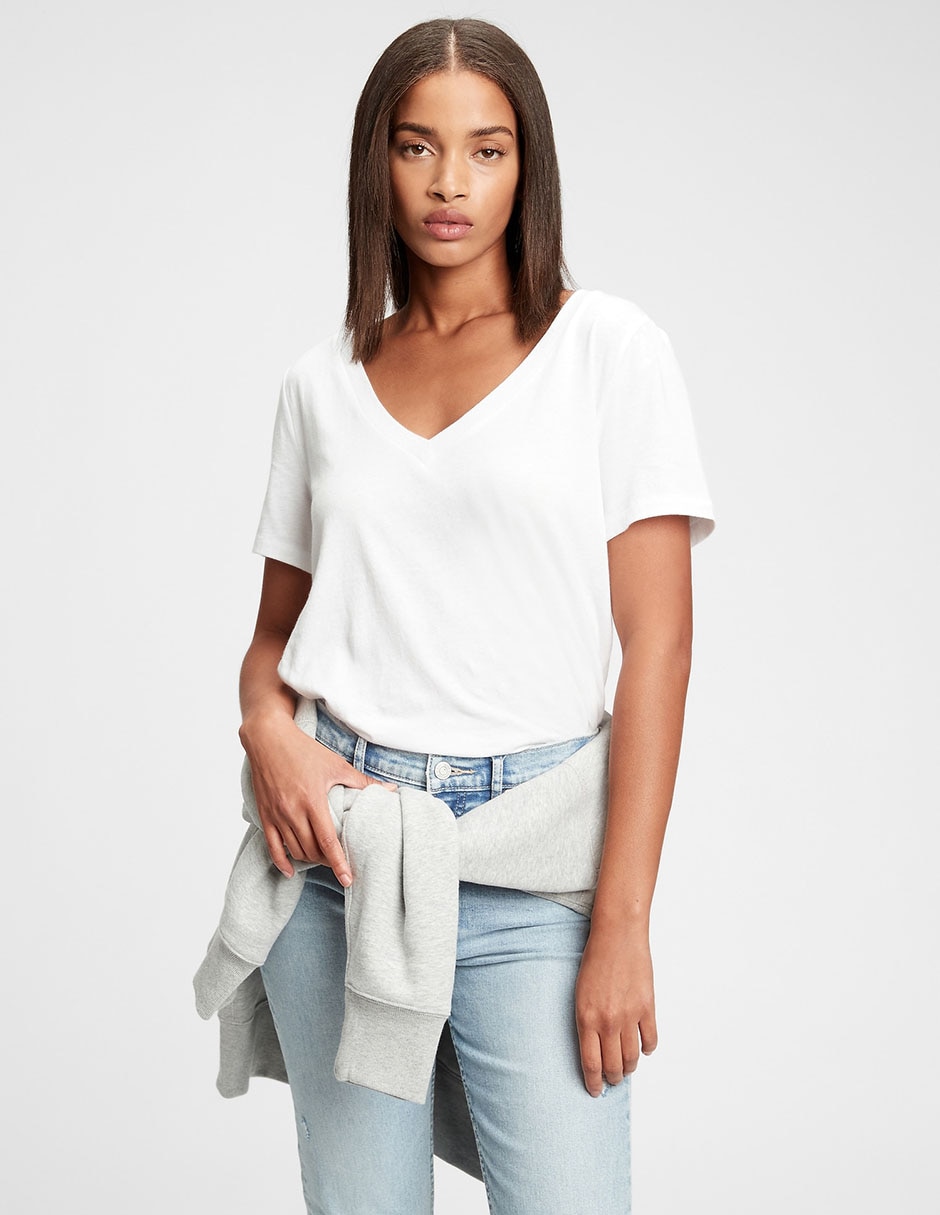 Playera manga corta Ultrasoft cuello V para mujer