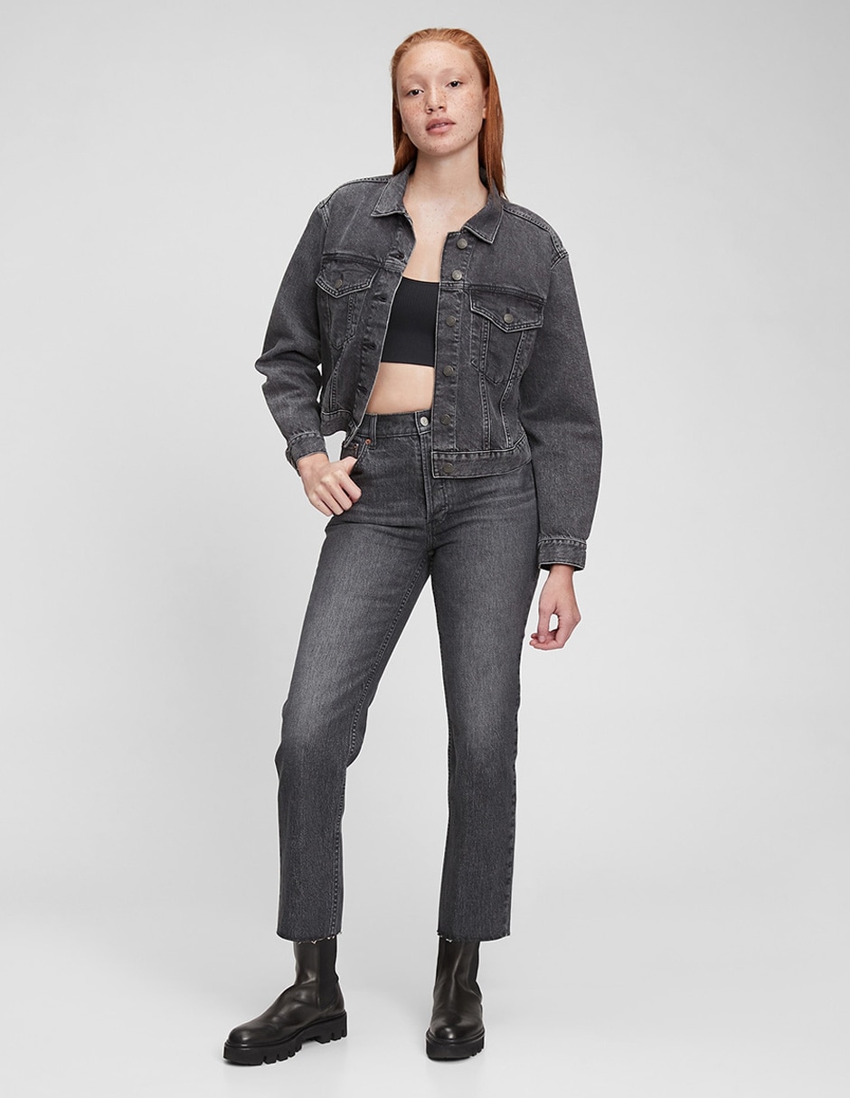 Jeans recto GAP lavado obscuro corte cintura para mujer en GAP