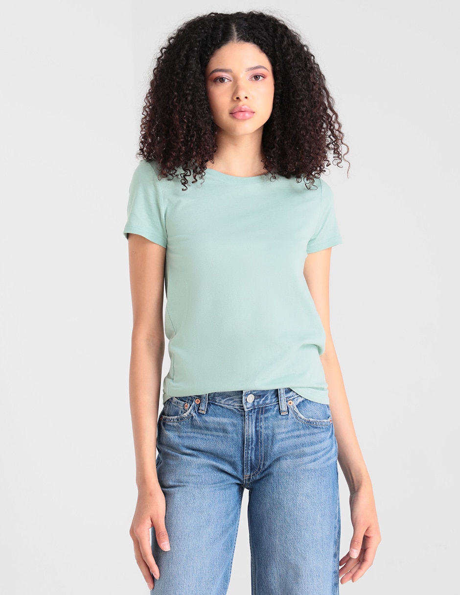 Playera manga corta cuello redondo para mujer Playera manga corta cuello redondo para mujer