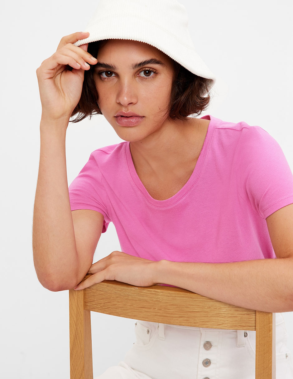 Playera manga corta cuello redondo para mujer Playera manga corta cuello redondo para mujer