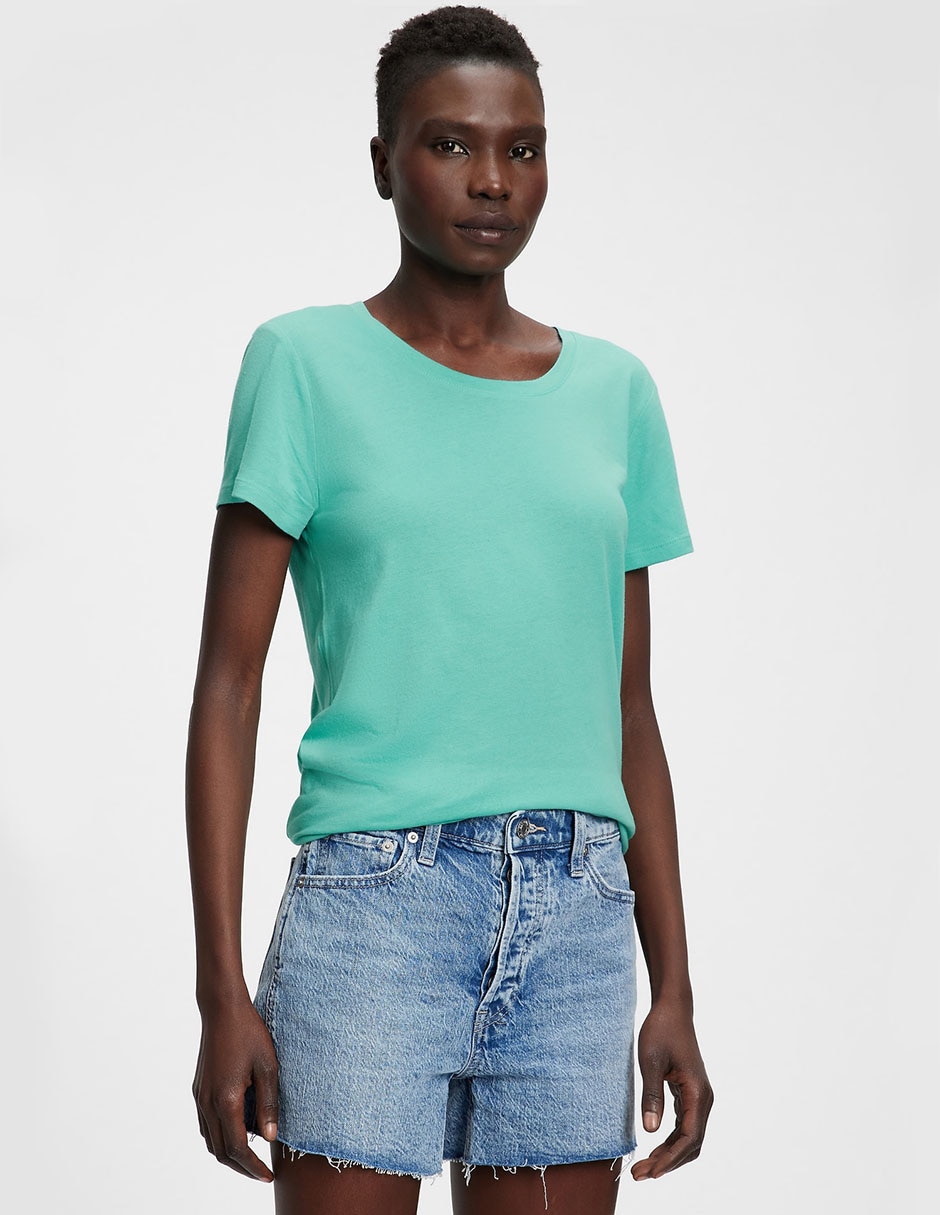 Playera manga corta cuello redondo para mujer