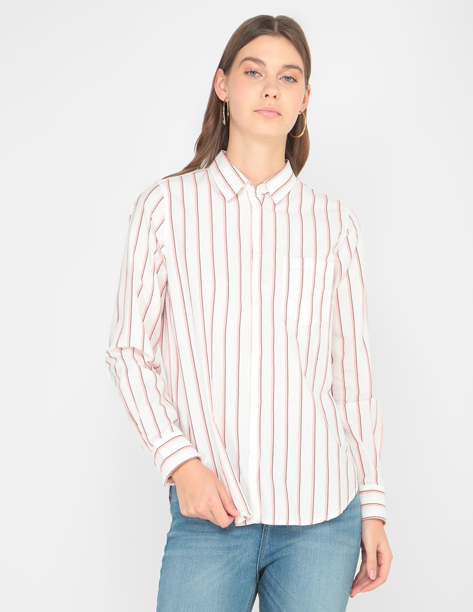 Camisa de algodón manga larga para mujer