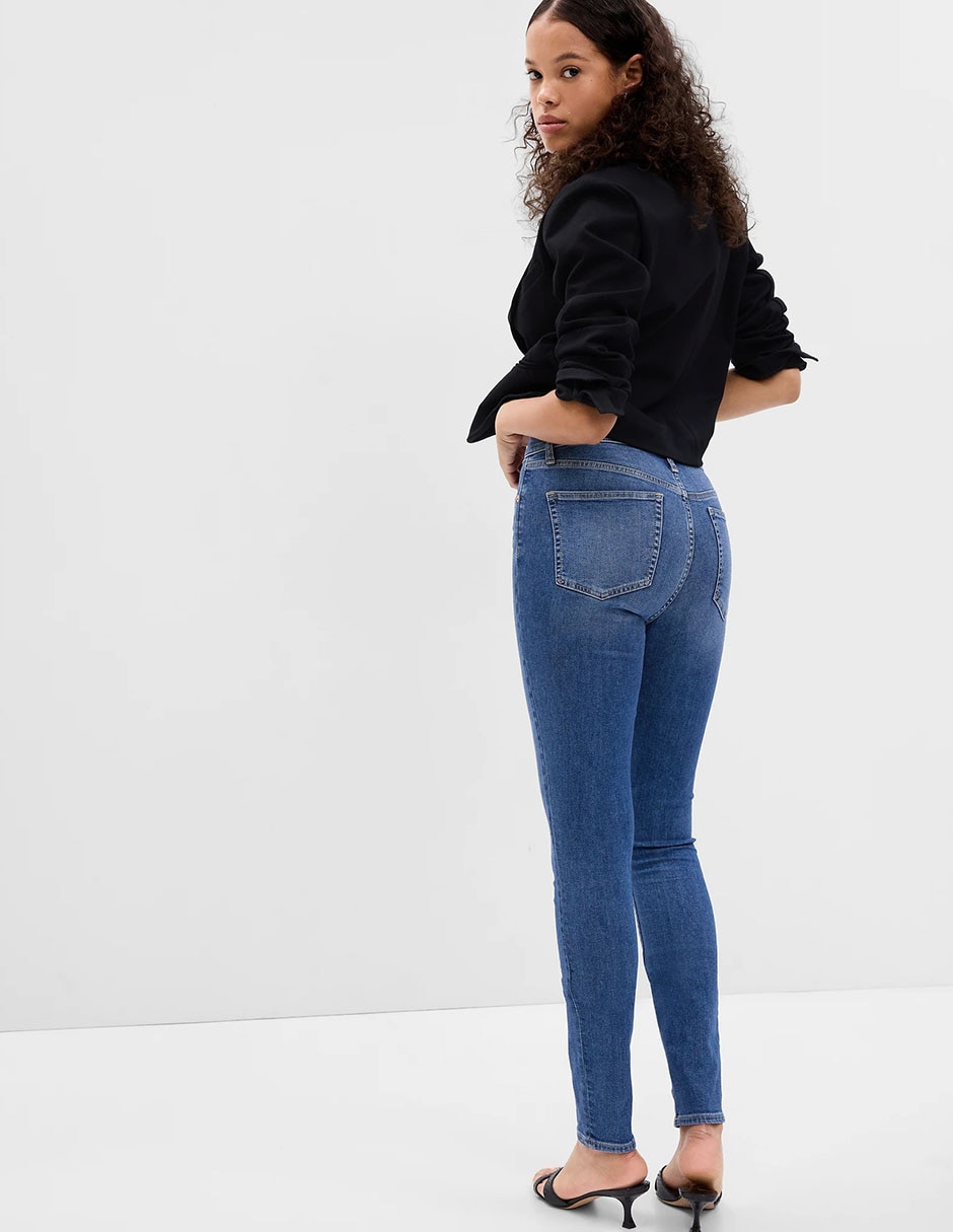 Jeans skinny lavado stone wash corte cintura alta para mujer