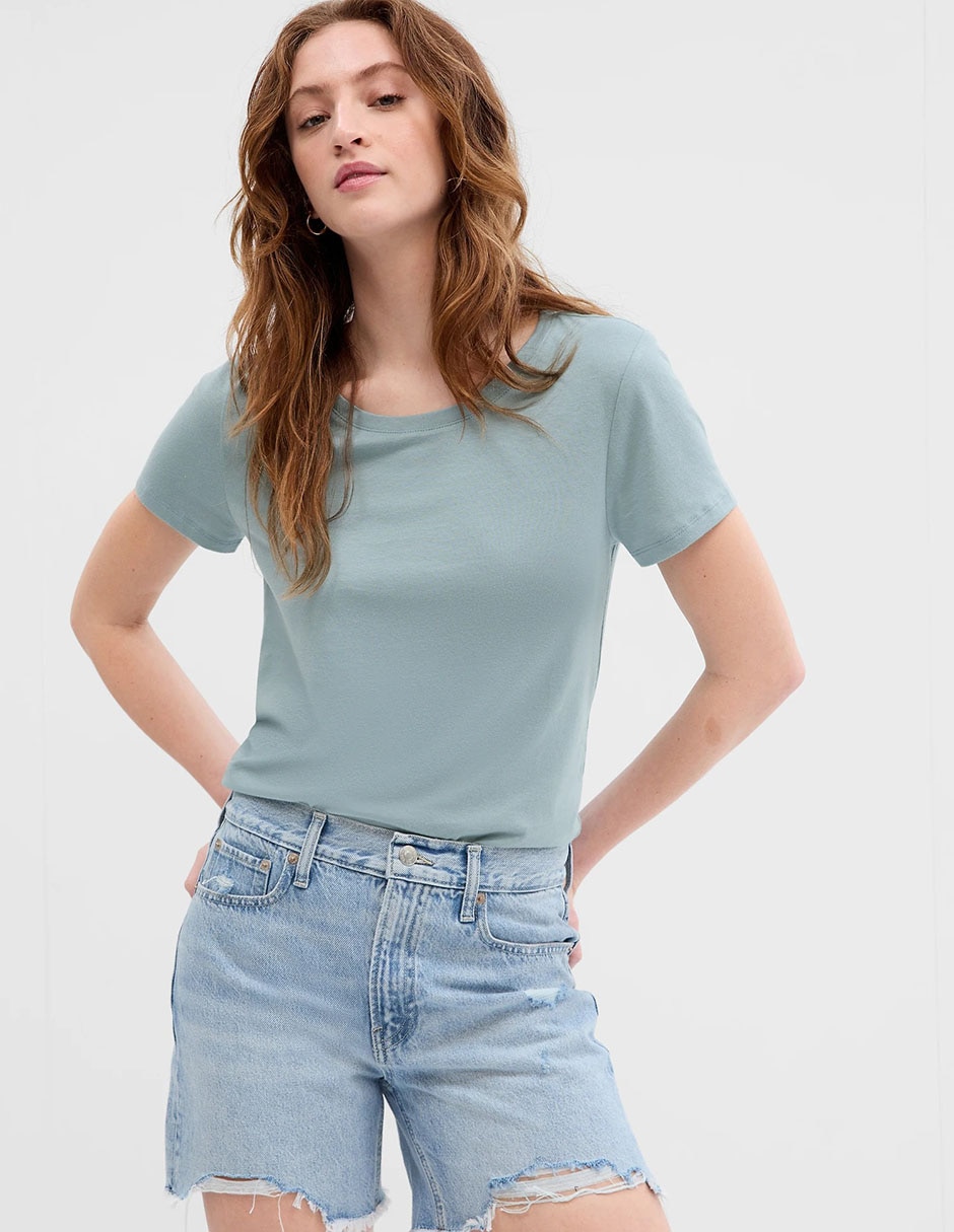 Playera manga corta cuello redondo para mujer Playera manga corta cuello redondo para mujer