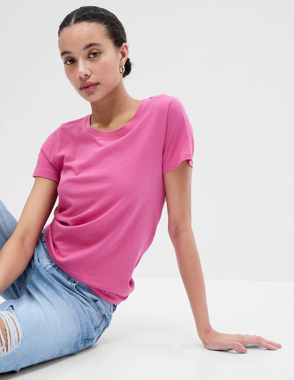 Playera manga corta cuello redondo para mujer Playera manga corta cuello redondo para mujer