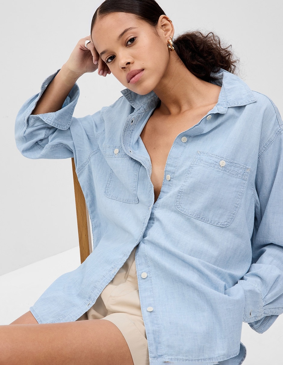 Camisa de algodón manga larga para mujer 3