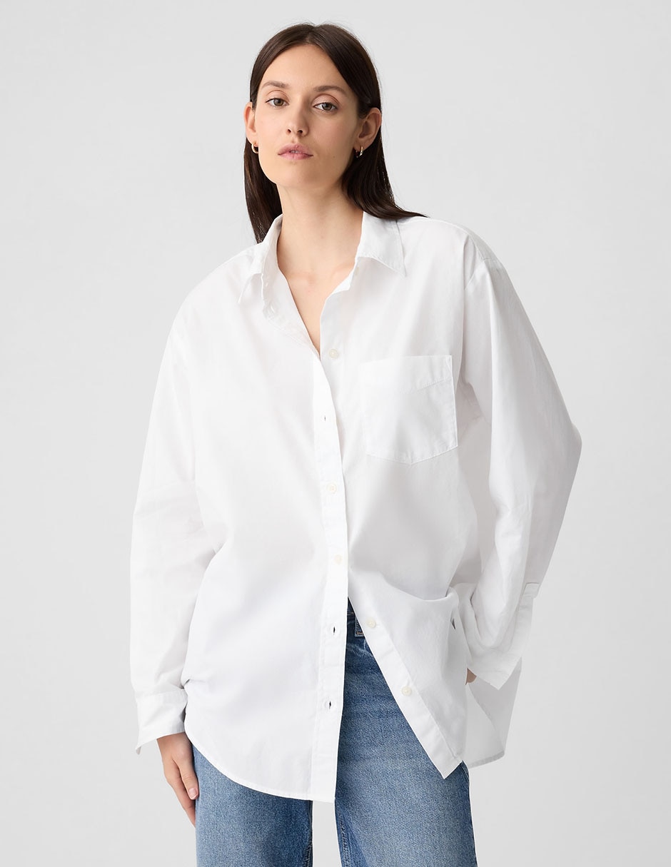 Camisa de algodón manga larga para mujer