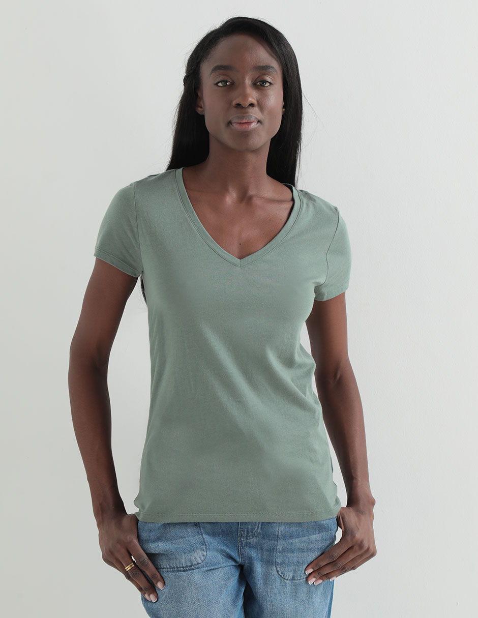 playeras dama cuello v