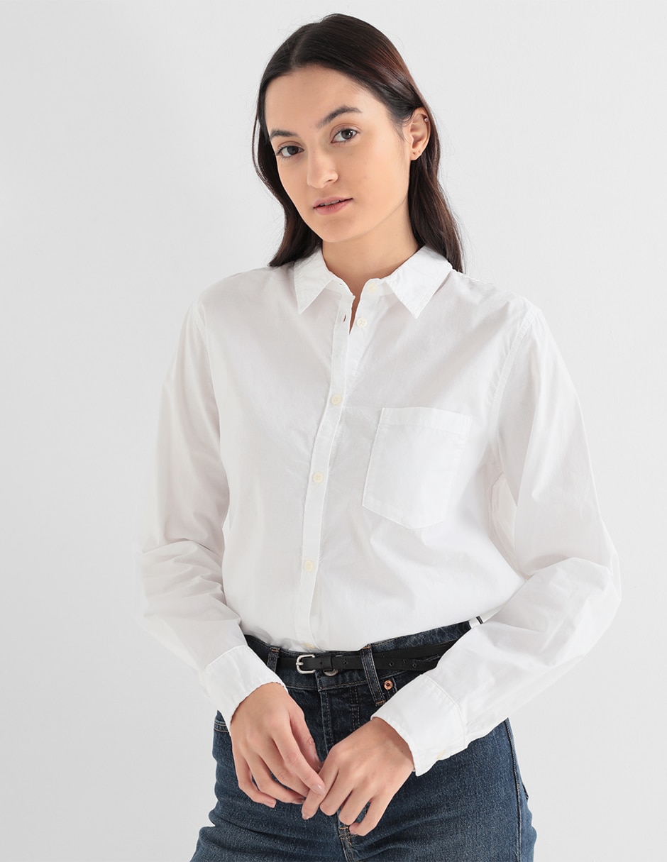 Camisa de algodón manga larga para mujer