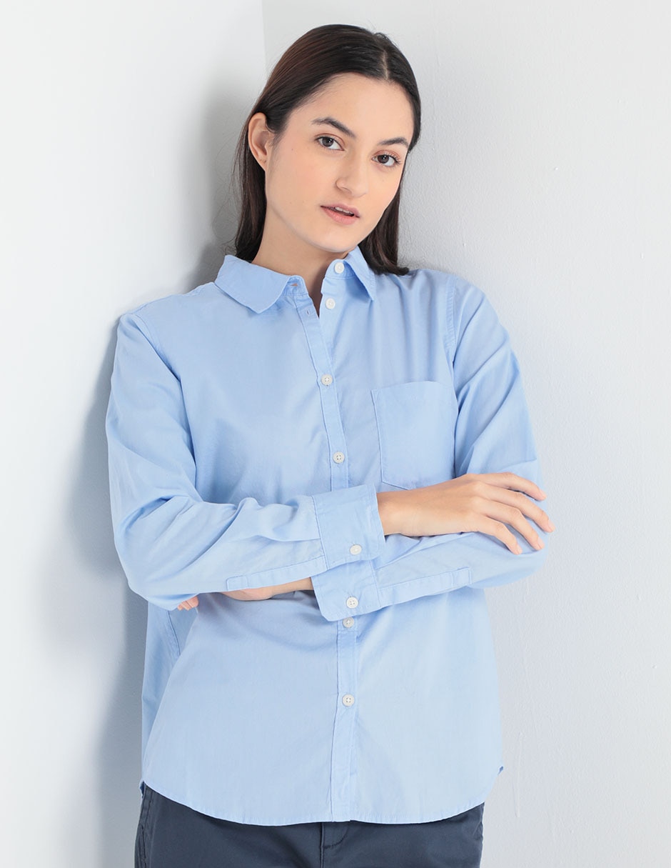 Camisa de algodón manga larga para mujer Camisa de algodón manga larga para mujer