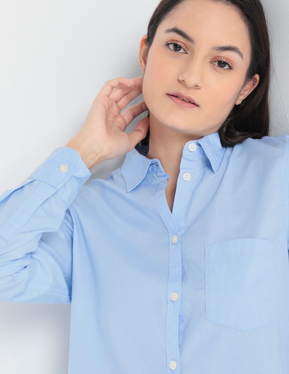 Camisa de algodón manga larga para mujer 4