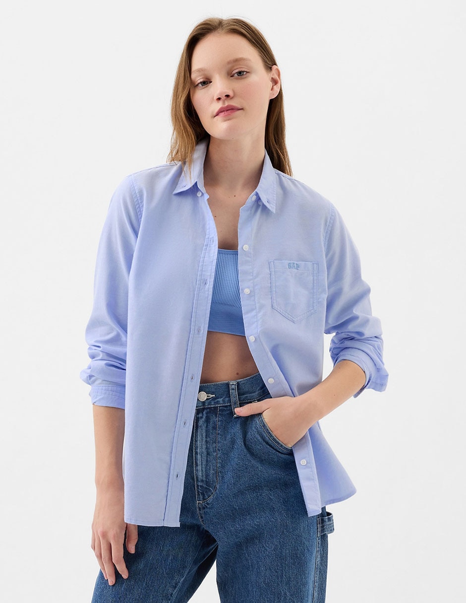 Camisa de algodón manga larga para mujer