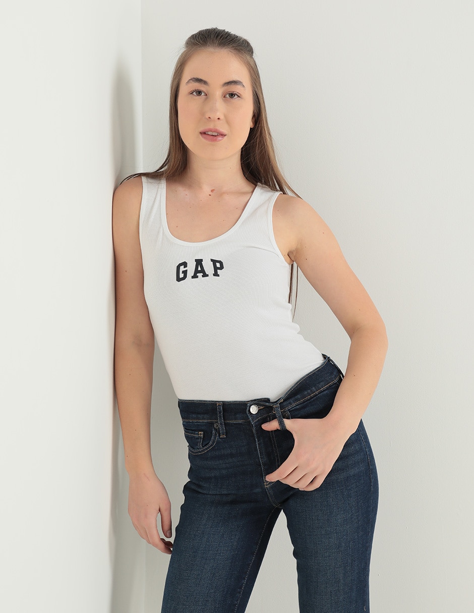 Playera sin manga cuello redondo para mujer GAP