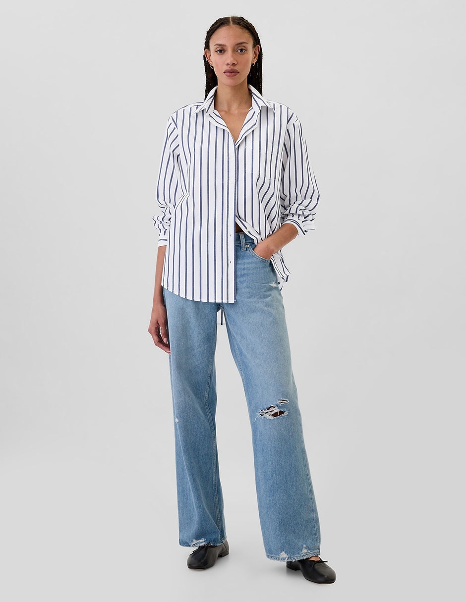 Camisa de algodón manga larga para mujer