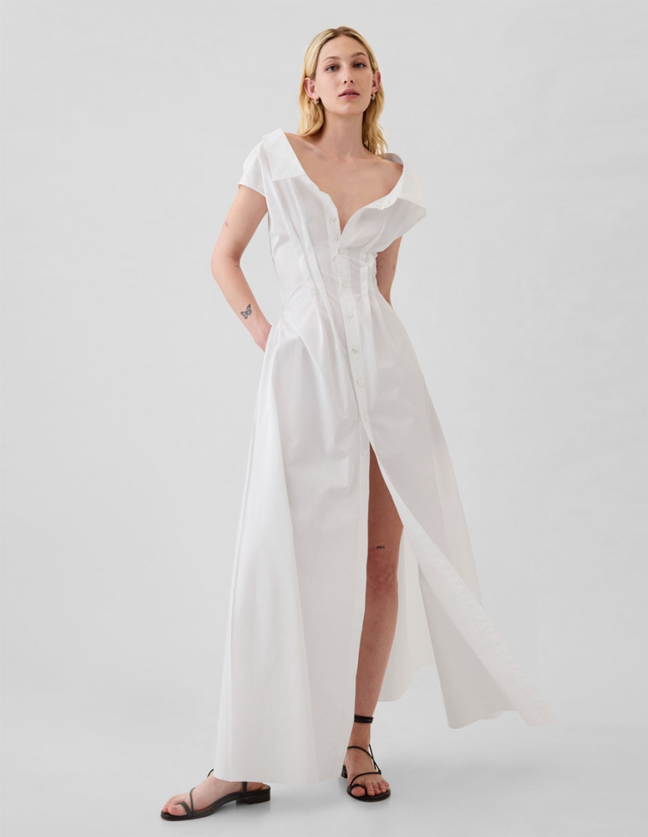 Vestido camisero largo de popelina diseñado por Zac Posen para mujer 1