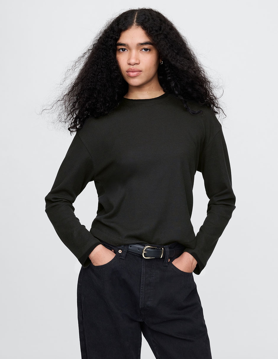 Playera manga larga cuello redondo para mujer GAP México